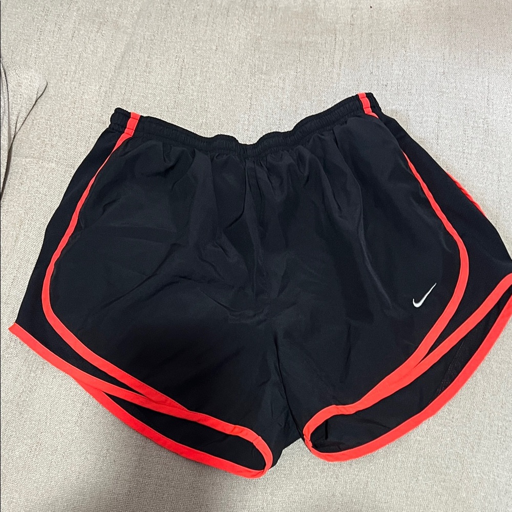 Nike Women's Black Shorts with bright Orange/Red Trim